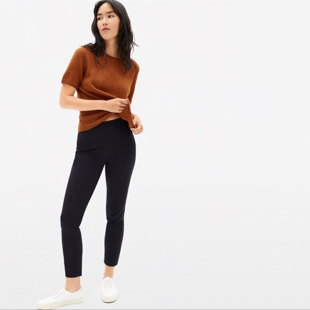 Everlane The Side-Zip Stretch Cotton Pants Black Trousers Office Job Size 6